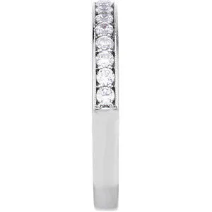 14k White Gold 1/3 CTW Diamond Band for 5-6mm Engagement , Size 7