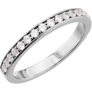 14k White Gold 1/3 CTW Diamond Band for 5-6mm Engagement , Size 7