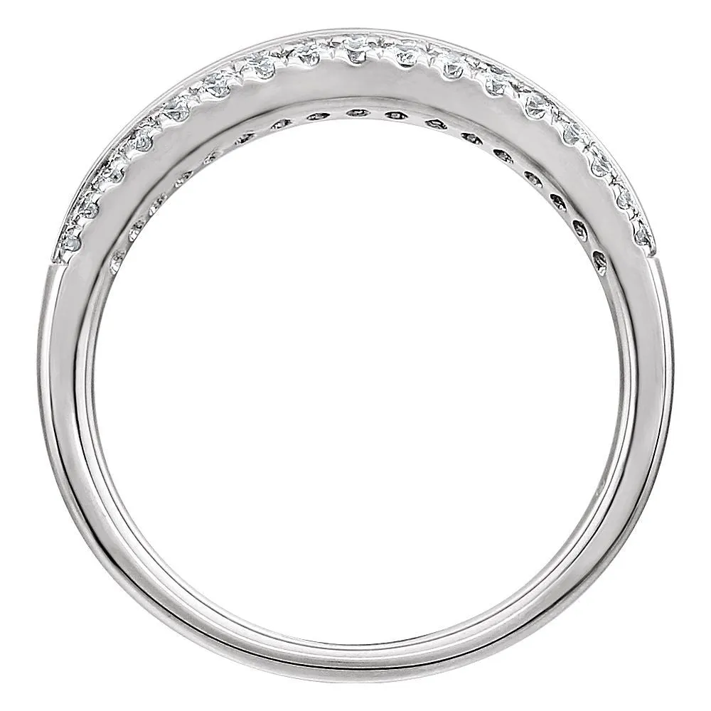 14k White Gold 1/3 CTW Diamond Knife Edge Anniversary Band , Size 7