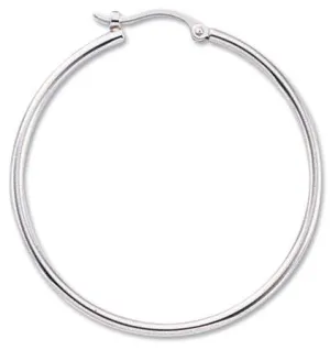 14K White Gold 1.5X30mm S/D Hoop Earrings