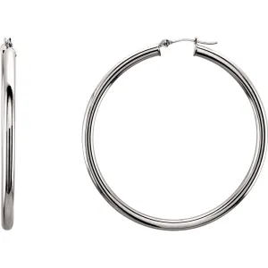 14k White Gold 48mm Tube Hoop Earrings