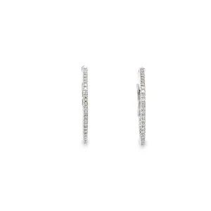 14k White Gold .50ct GVS2 Round Diamond Inside/Outside Hoop Earrings