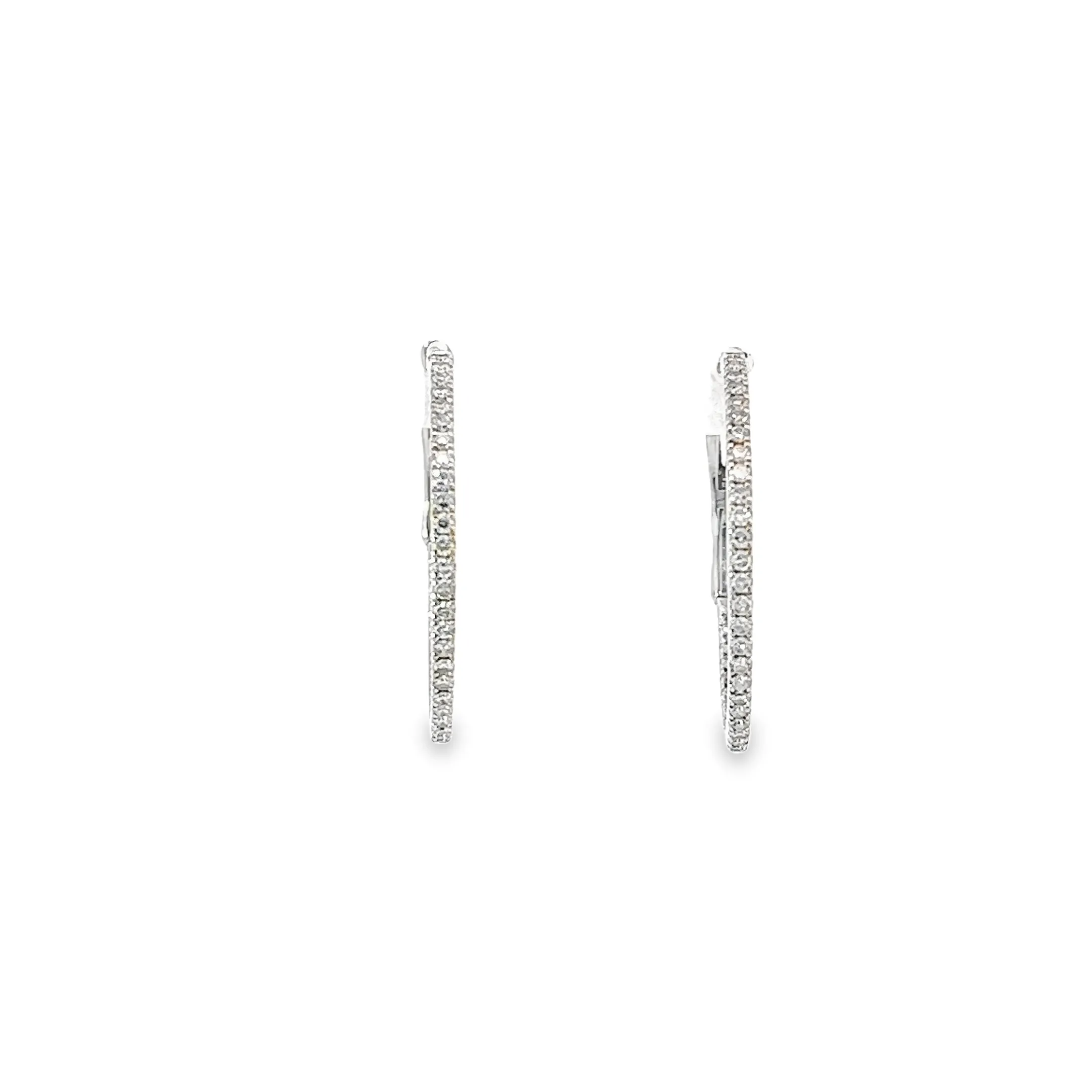 14k White Gold .50ct GVS2 Round Diamond Inside/Outside Hoop Earrings