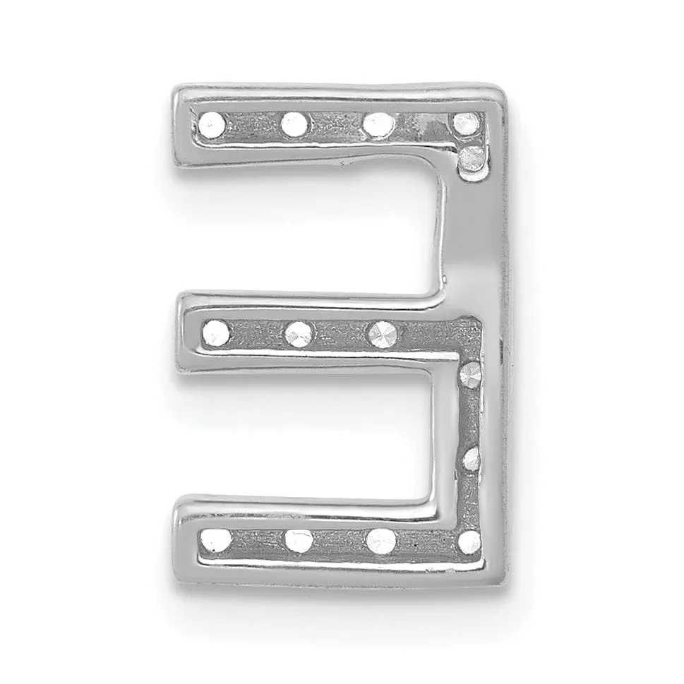 14K White Gold Diamond 0.15-CT Letter E Initial Charm Pendant