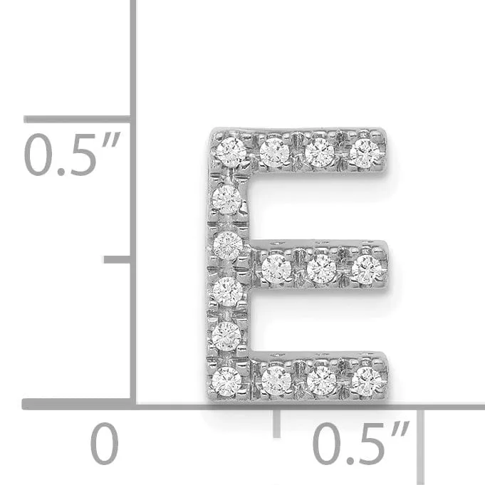 14K White Gold Diamond 0.15-CT Letter E Initial Charm Pendant