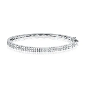 14k White Gold Diamond Bangle