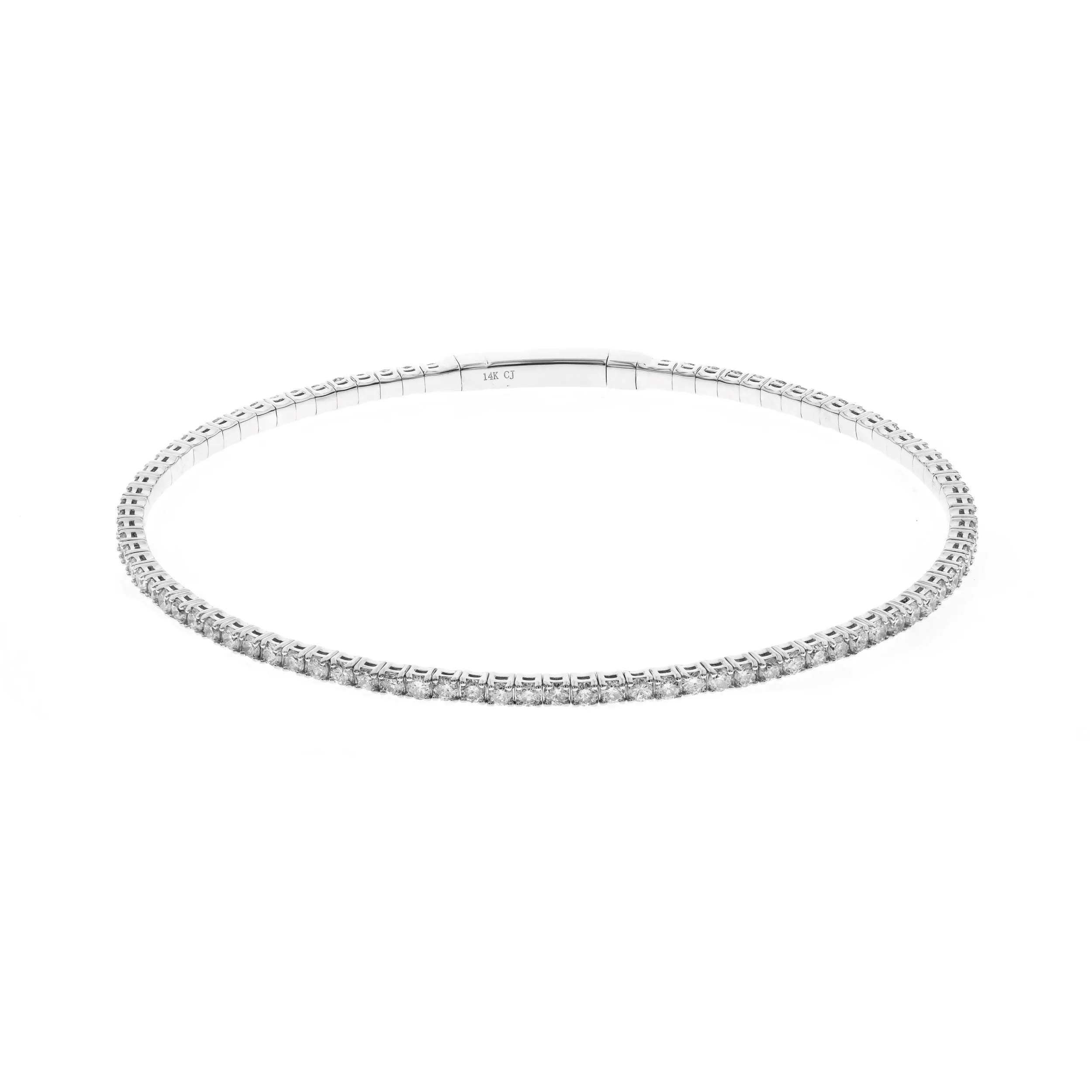 14k White Gold Diamond Flex Bangle, 2.30CTW