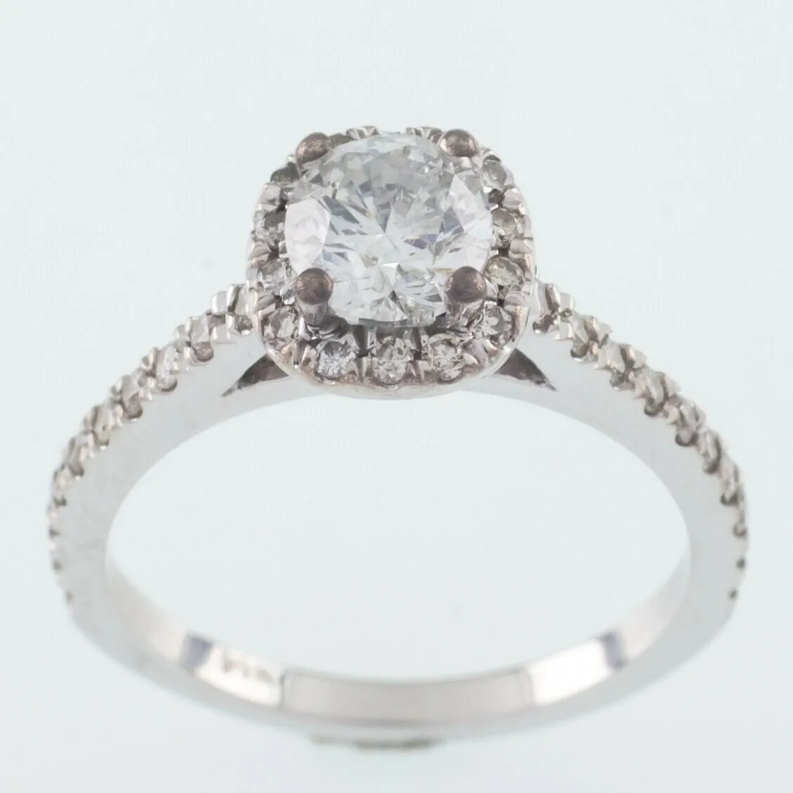14k White Gold Diamond Solitaire Ring w/ Accents TDW 1.10 ct Size 3.75 w/ Cert