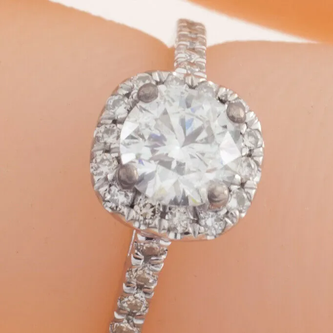 14k White Gold Diamond Solitaire Ring w/ Accents TDW 1.10 ct Size 3.75 w/ Cert