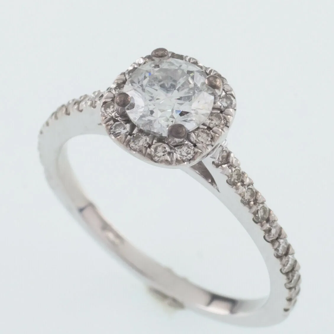 14k White Gold Diamond Solitaire Ring w/ Accents TDW 1.10 ct Size 3.75 w/ Cert