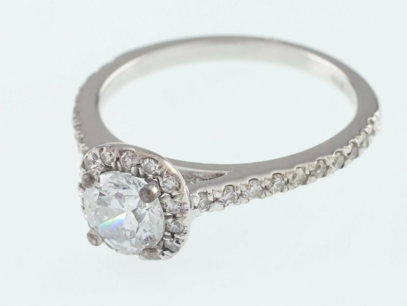 14k White Gold Diamond Solitaire Ring w/ Accents TDW 1.10 ct Size 3.75 w/ Cert