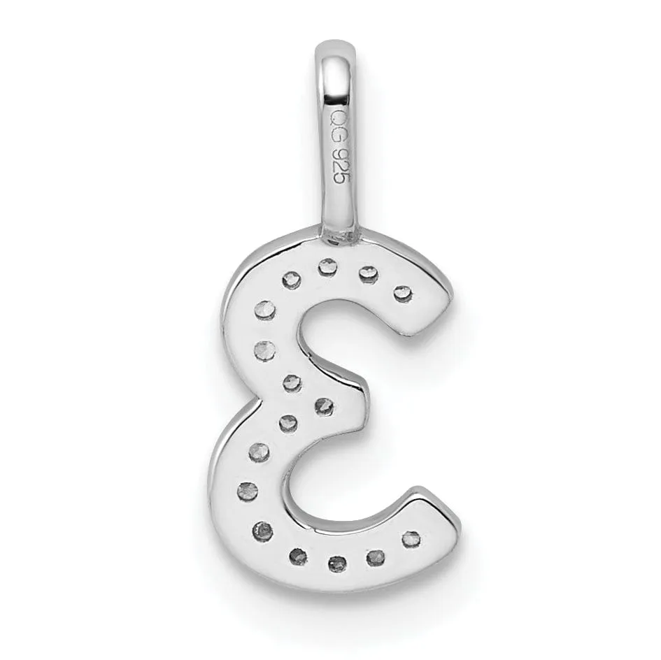 14k White Gold Polished Finish with Diamonds Womens Number 3 Charm Pendant