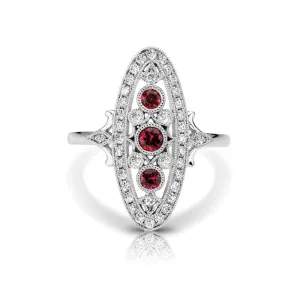 14K White Gold Ruby & Diamond Fashion Ring