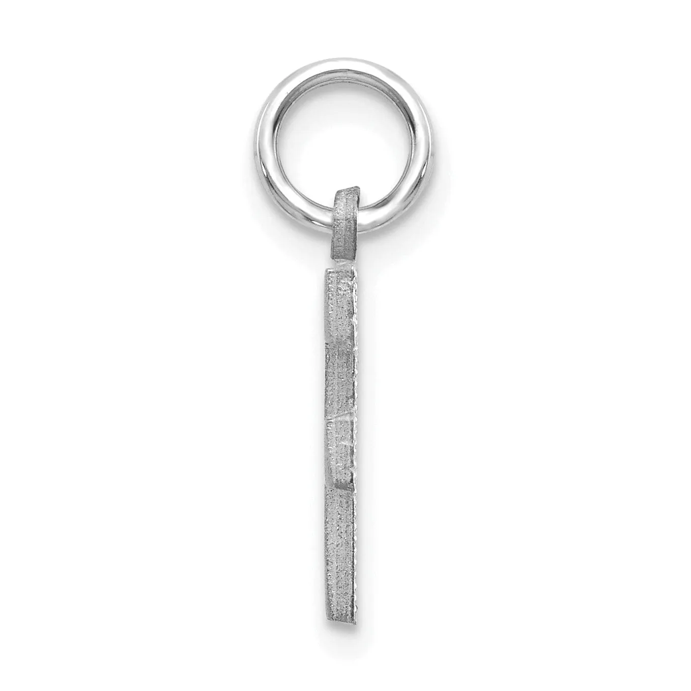 14k White Gold Satin Diamond Cut Finish Letter F Initial Pendant