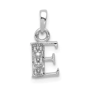 14K White Gold Small 0.01CT Diamond Letter E Initial Block Pendant