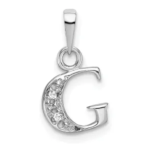 14K White Gold Small 0.01CT Diamond Letter G Initial Block Pendant