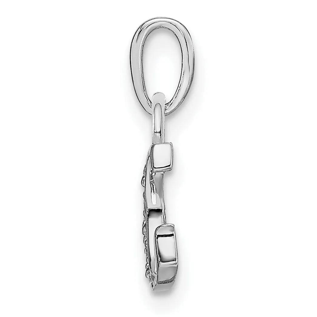 14K White Gold Small 0.01CT Diamond Letter G Initial Block Pendant