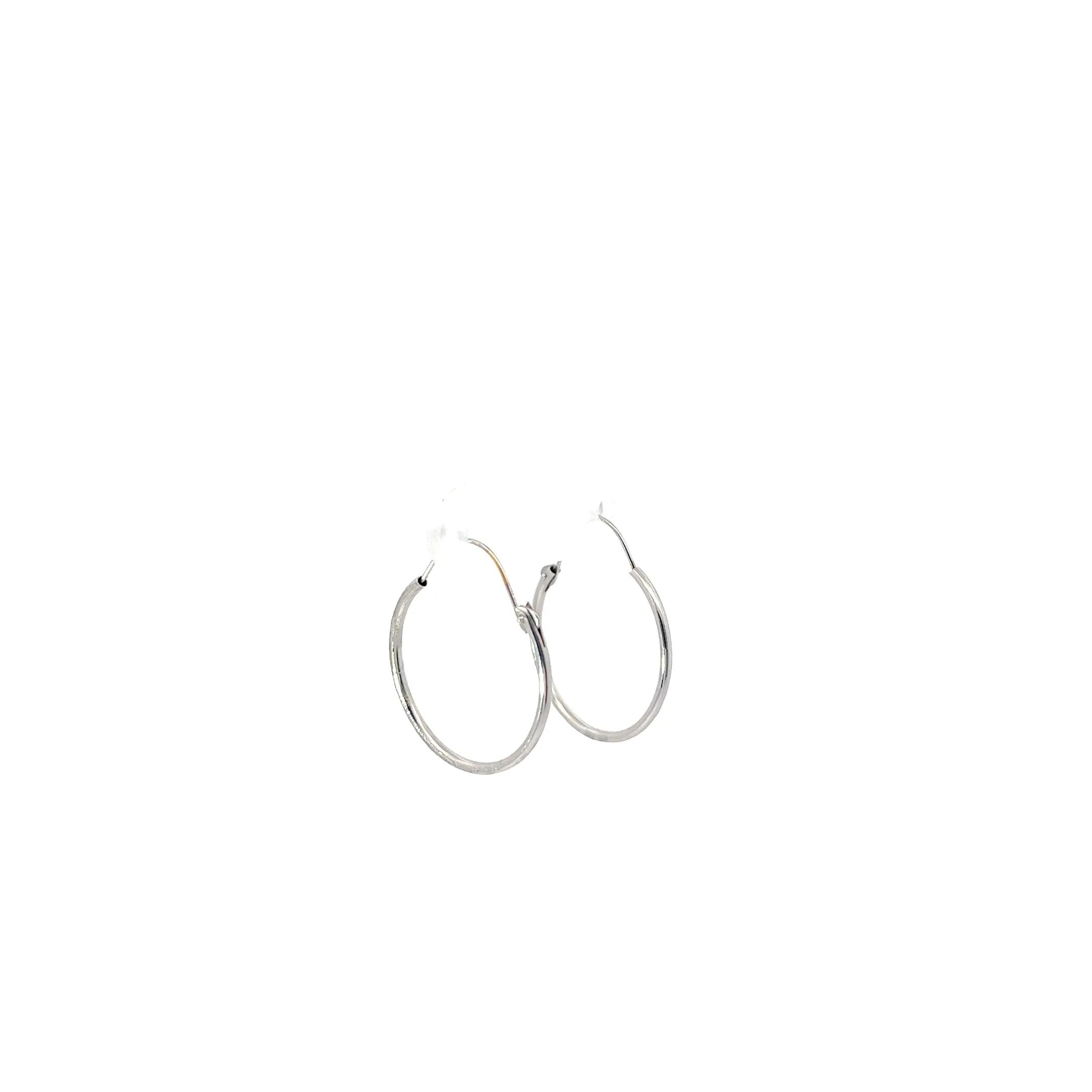 14k White Gold Thin Hoop Earrings 4 grams
