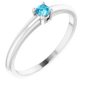 14K White Natural Aquamarine Ring