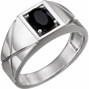 14K White Onyx Ring