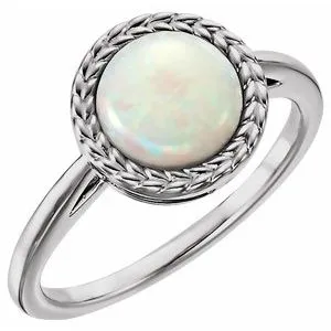 14K White Opal Ring