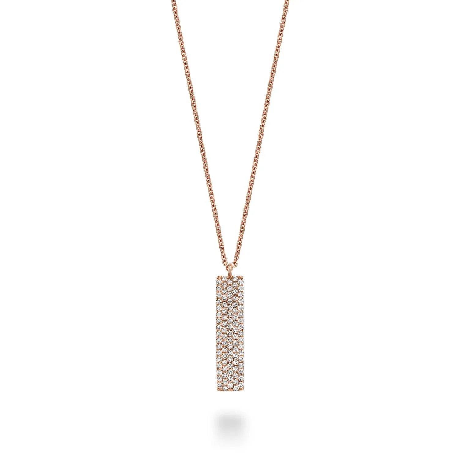 14K White or Rose Gold (0.26ct) Pavee Diamond Vertical Bar Necklace