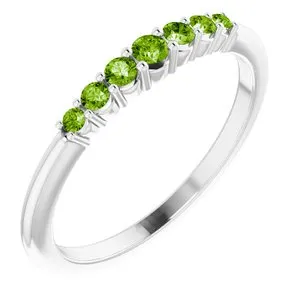 14K White Peridot Stackable Ring