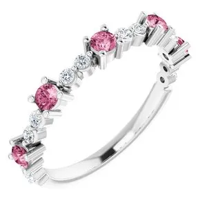 14K White Pink Tourmaline & 1/5 CTW Diamond Ring