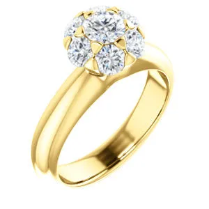 14K Yellow 1 1/5 CTW Diamond Cluster Engagement Ring