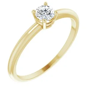 14K Yellow 3 mm Round White Sapphire Birthstone Ring Size 3