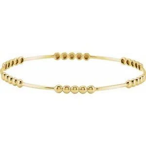 14K Yellow 3.6 mm Beaded Bangle 7 3/4" Bracelet