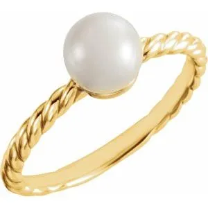 14K Yellow 5.5-6.0 mm Cultured Freshwater Pearl Ring