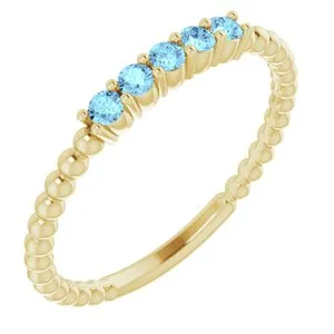 14K Yellow Aquamarine Stackable Ring