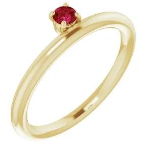 14K Yellow Chatham® Created Ruby Stackable Ring