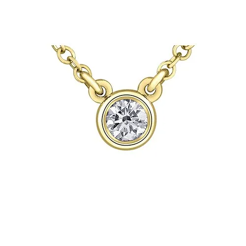 14K Yellow Gold (0.10ct - 0.18ct) Bezel Set Diamond Solitaire Pendant