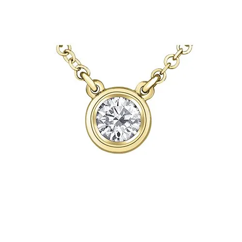 14K Yellow Gold (0.10ct - 0.18ct) Bezel Set Diamond Solitaire Pendant