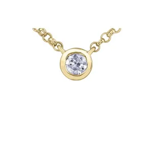 14K Yellow Gold (0.10ct - 0.18ct) Bezel Set Diamond Solitaire Pendant