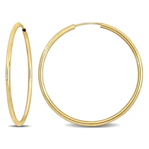14K Yellow Gold 30MM Hoop Earrings 1.2mm Wide