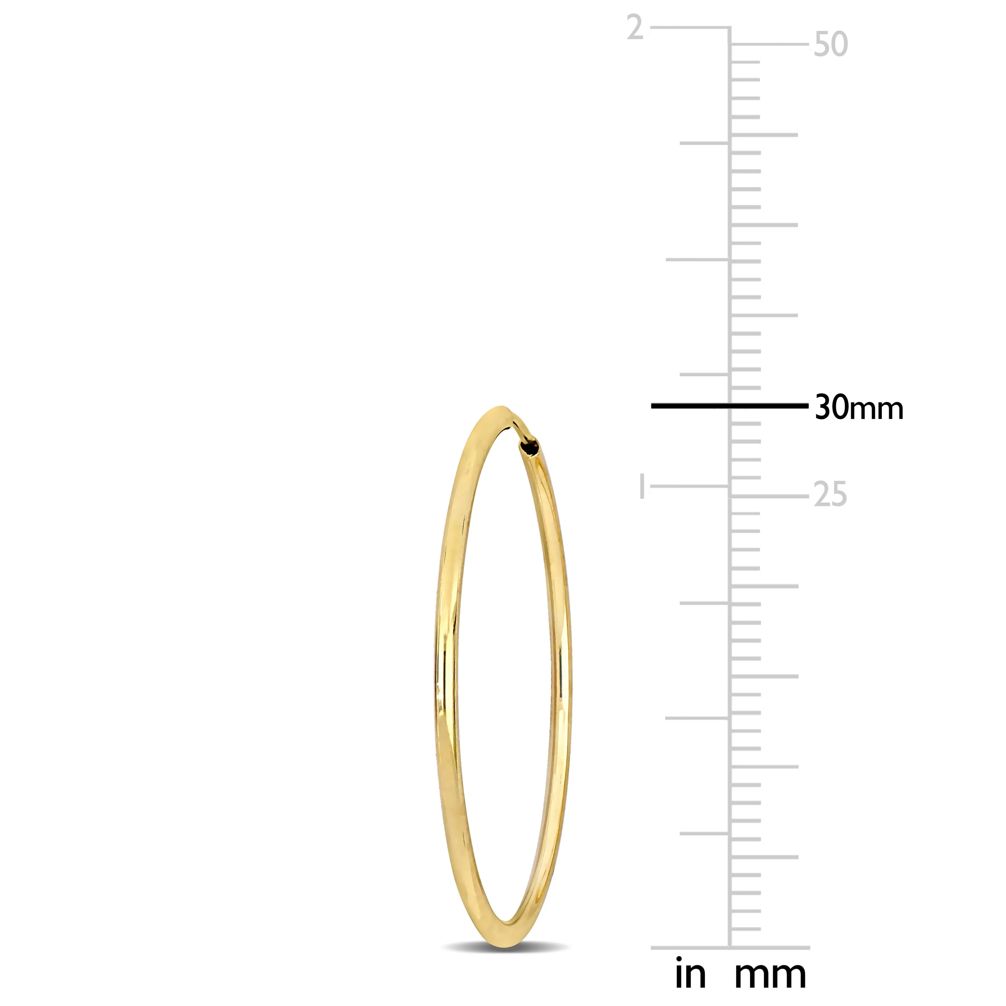 14K Yellow Gold 30MM Hoop Earrings 1.2mm Wide