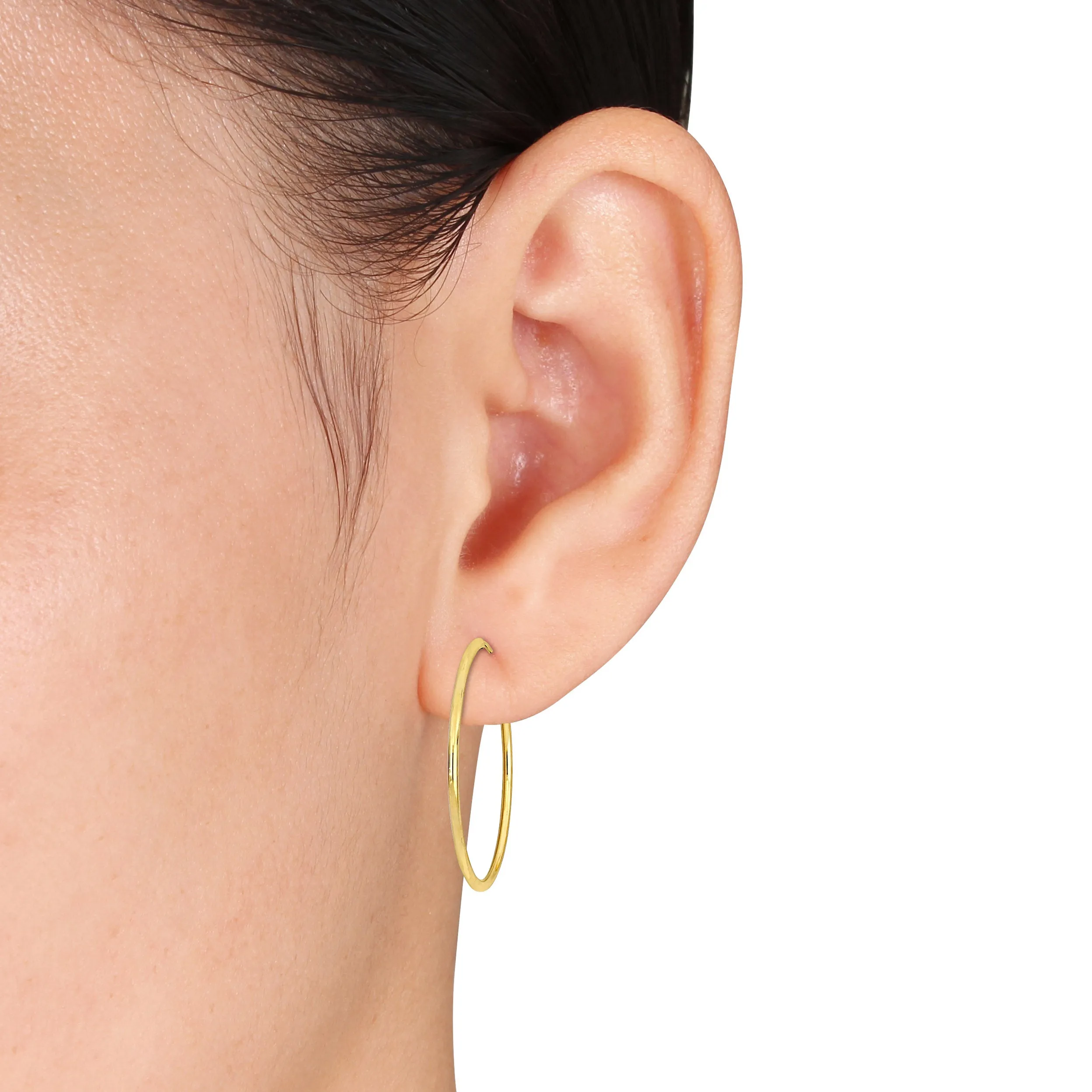 14K Yellow Gold 30MM Hoop Earrings 1.2mm Wide