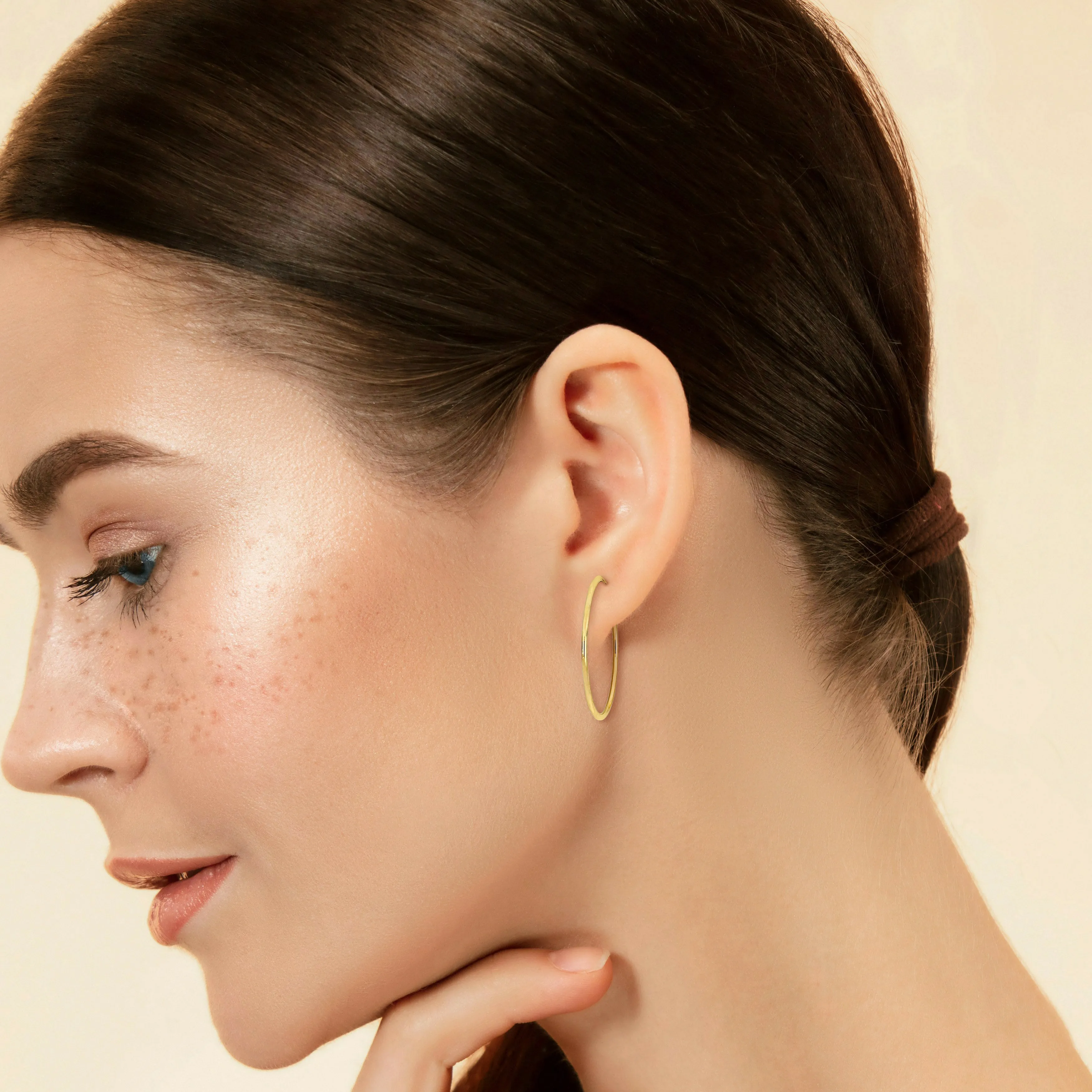 14K Yellow Gold 30MM Hoop Earrings 1.2mm Wide