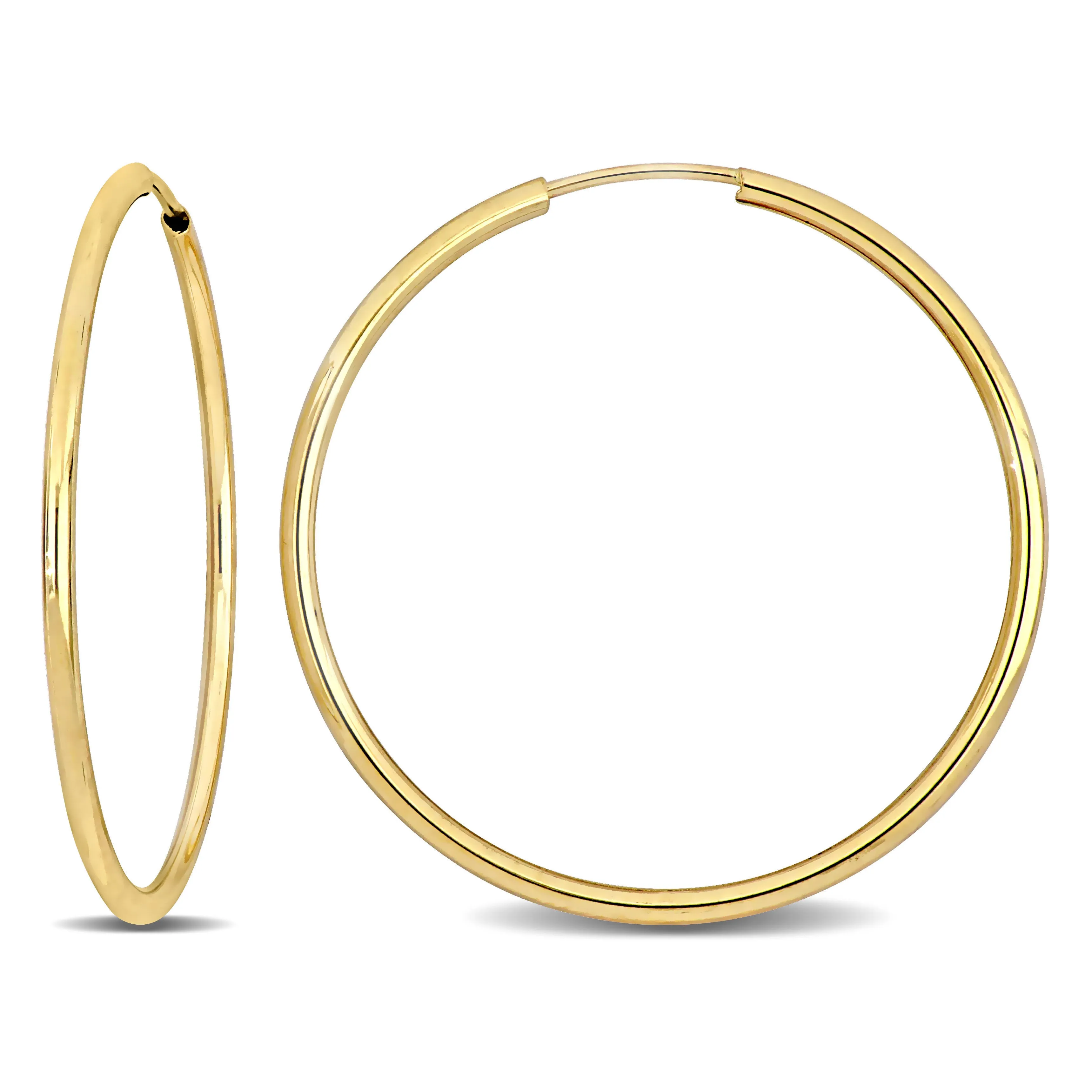 14K Yellow Gold 30MM Hoop Earrings 1.2mm Wide