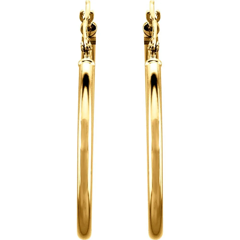14k Yellow Gold 30mm Tube Hoop Earrings