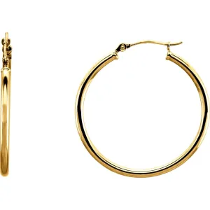 14k Yellow Gold 30mm Tube Hoop Earrings