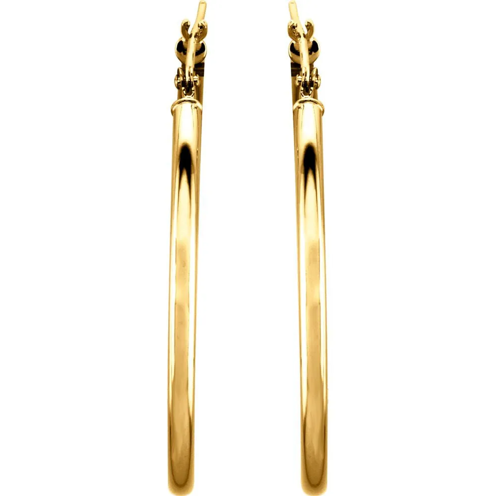 14k Yellow Gold 34mm Tube Hoop Earrings