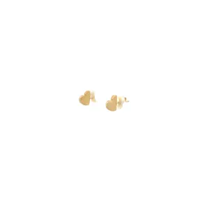 14k Yellow Gold 3D Half Heart Stud Earrings