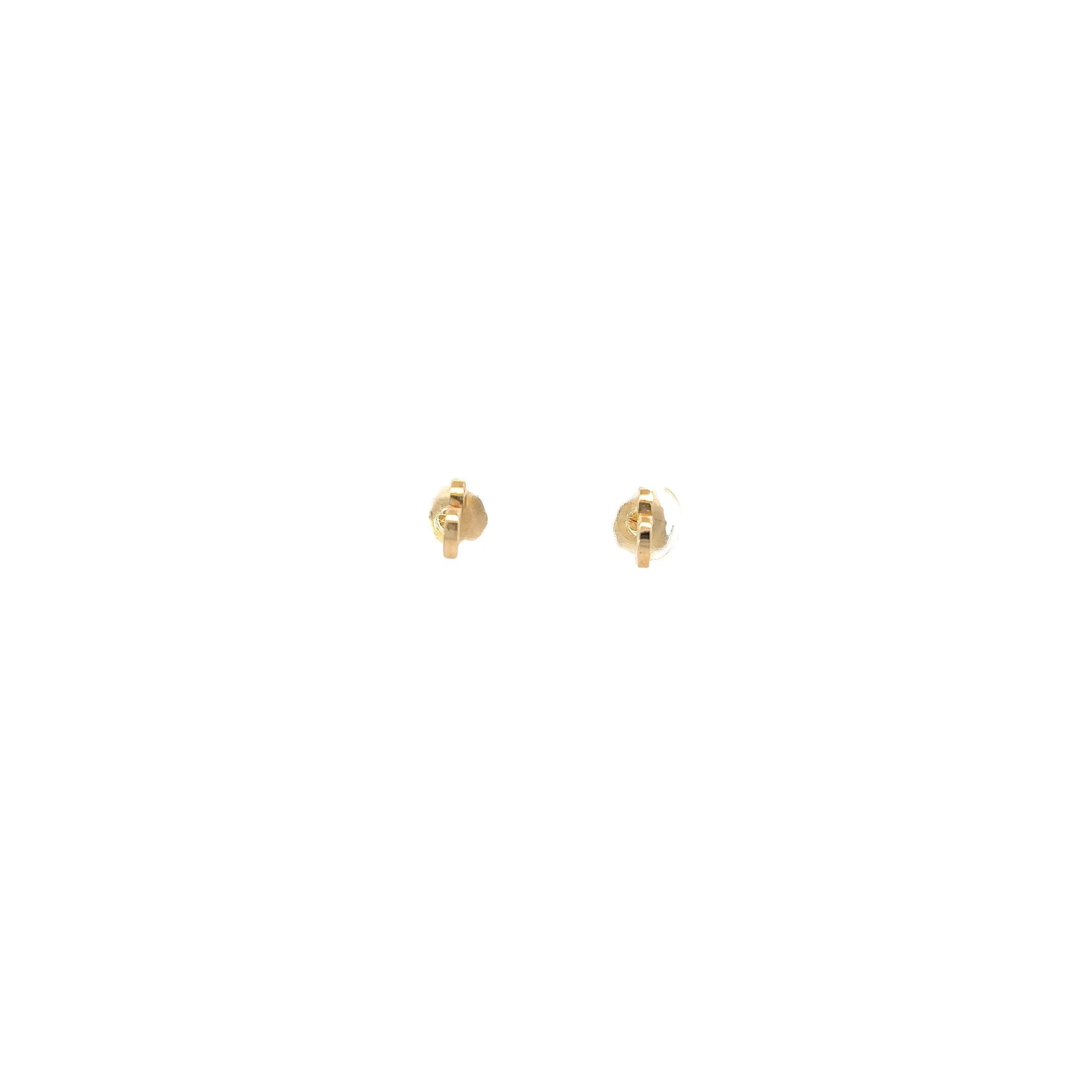 14k Yellow Gold 3D Half Heart Stud Earrings
