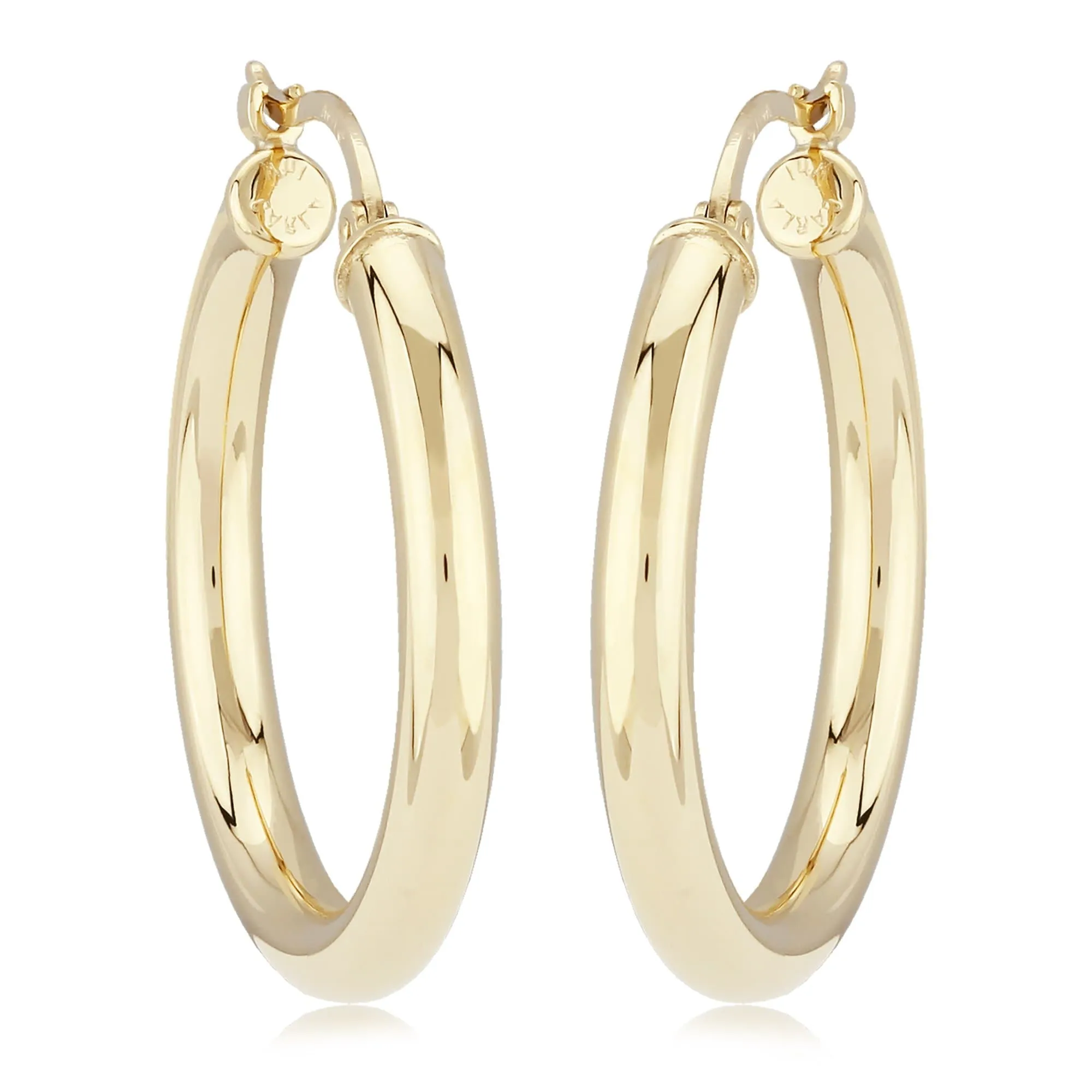 14K Yellow Gold 3X25mm S/D Hoop Earrings