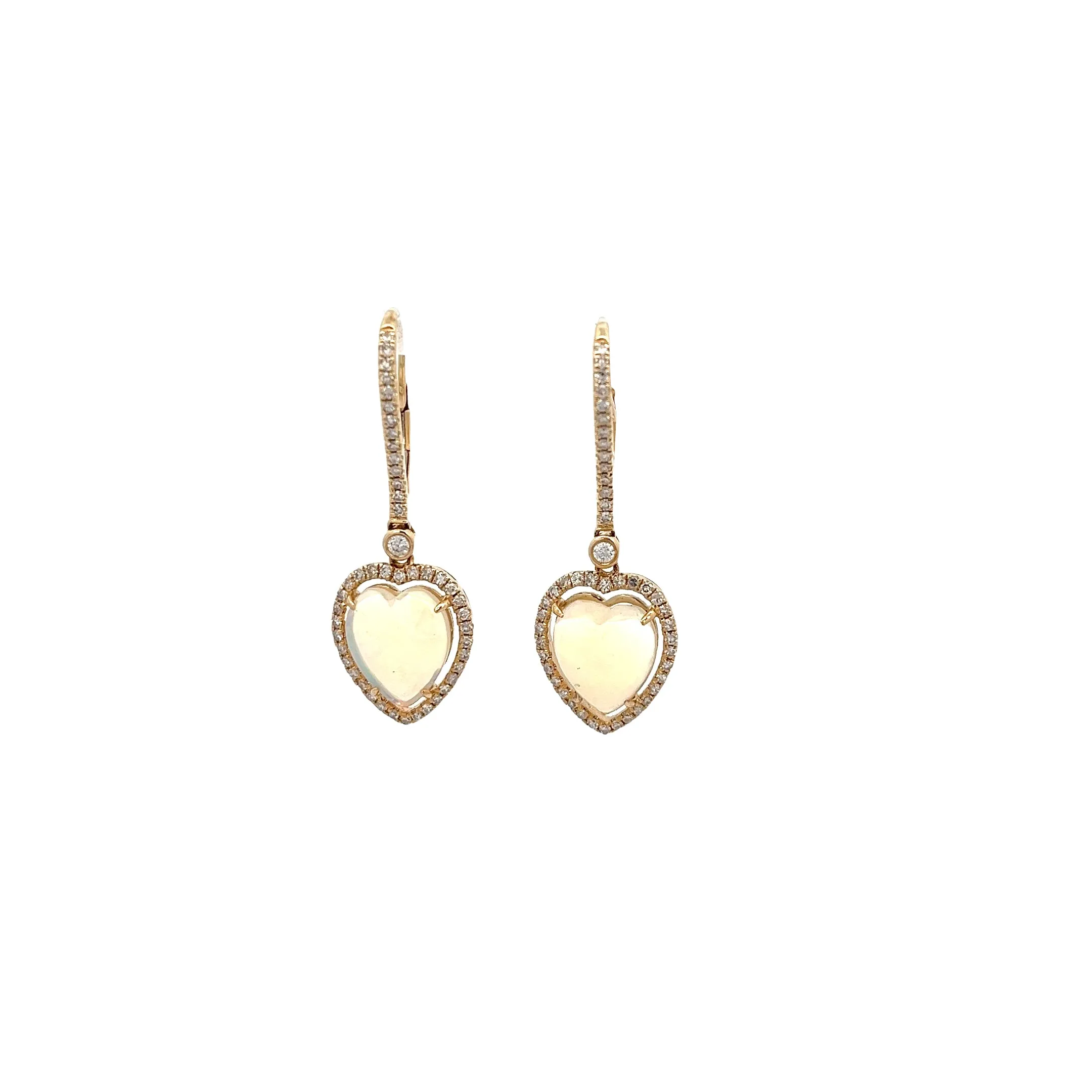 14K YELLOW GOLD 4CT ETHIOPIAN OPAL AND .50CT G VS2 ROUND DIAMOND DROP EARRING