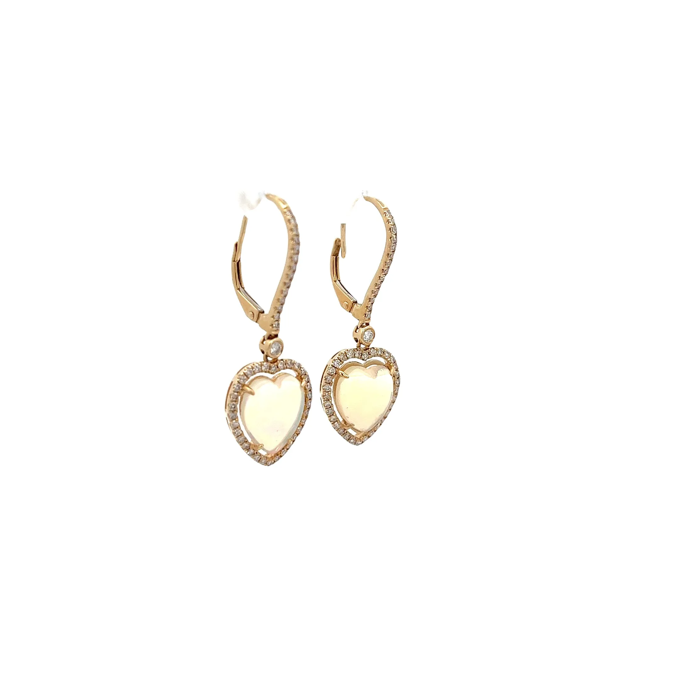 14K YELLOW GOLD 4CT ETHIOPIAN OPAL AND .50CT G VS2 ROUND DIAMOND DROP EARRING